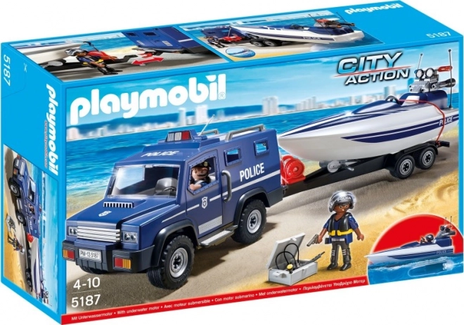 Rendőrségi terepjáró motorcsónakkal - Playmobil City Action