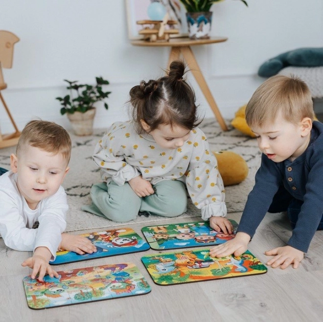 Treflíci famíliával ismerkedős fából készült puzzle - 24 darabos