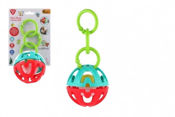 Csörgő golyó/függő babakocsira műanyag 22 cm kártyán 6hó+