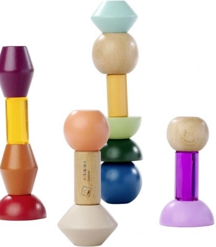 Montessori rakásolható blokkok – fa geometriai építőkészlet
