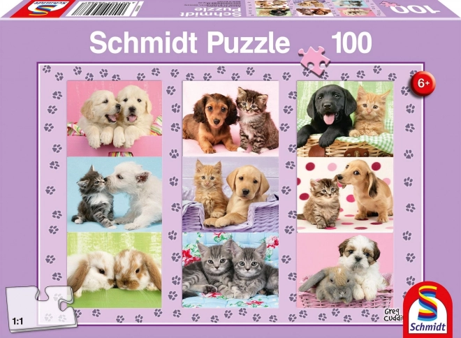 Mosolygós állati barátok puzzle 100 darabos