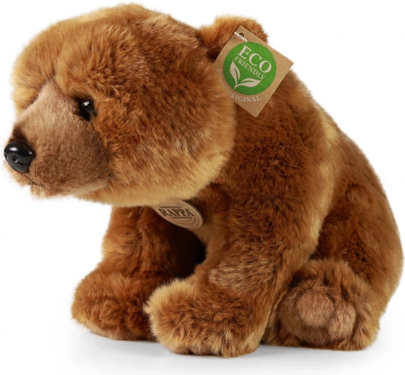 Plüss grizzly medve, ülő, 30 cm, környezetbarát