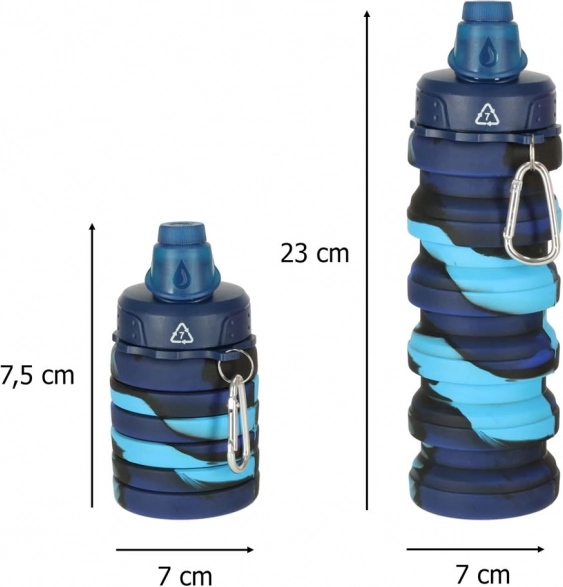 Összecsukható szilikon vízpalack fogantyúval 500ml kék