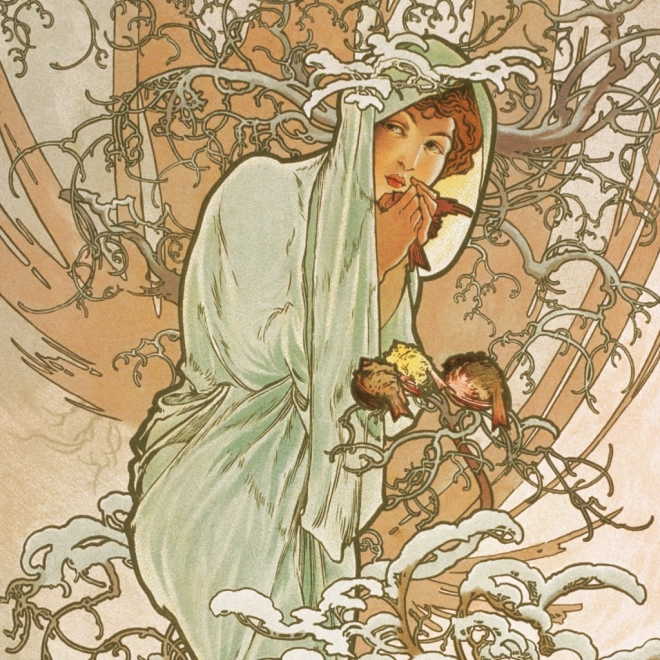 Alfons Mucha 2025 jegyzetnaptár 30x30 cm