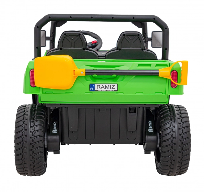 Auto Pick-Up Speed 900 pro gyerekek Zöld + 4x4 meghajtás + mozgatható pumpa + csomagtér + távirányítás + lapát + LED audio