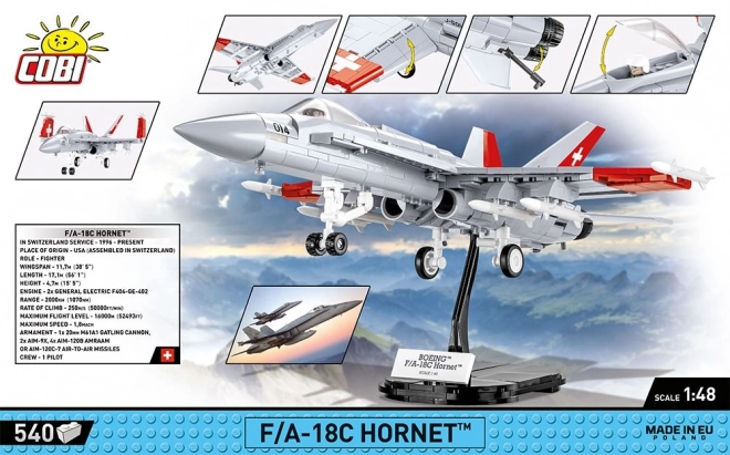 f/a-18c hornet svájci légierő repülőgépmodell - 1:48 méretarány, 540 darab