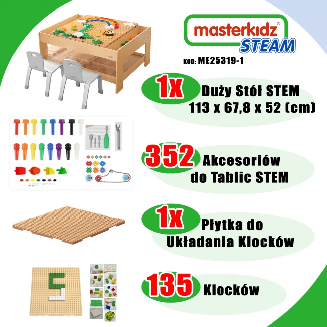 Masterkidz fa oktatási asztal tartozékokkal STEM Fal