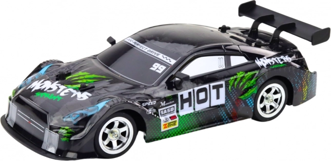 RC versenyautó drifthez fekete-zöld 30 km/h 1:16