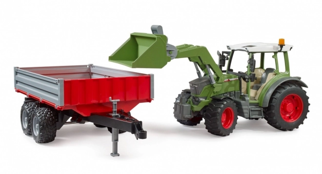 Fendt Vario 211 traktor homlokrakodóval és billenő utánfutóval