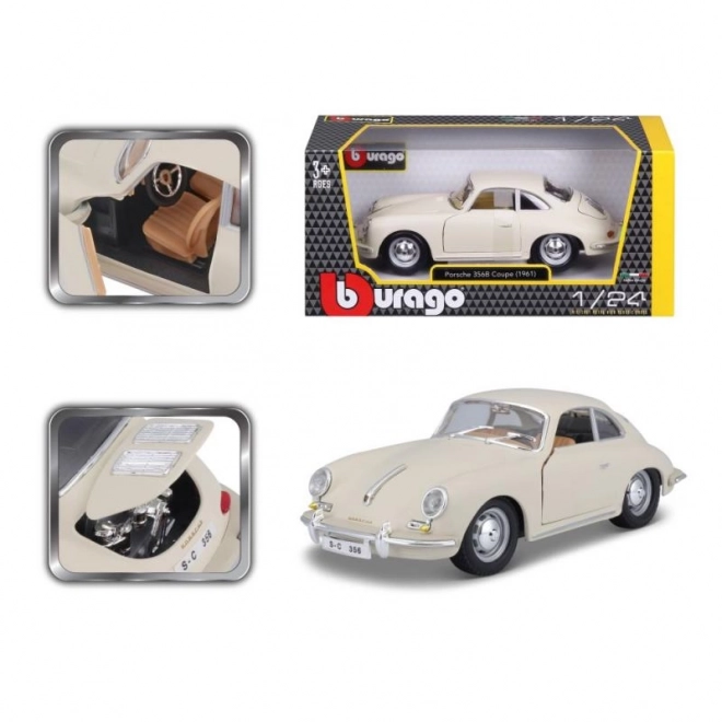 Bburago Porsche 356B Coupe (1961) elefántcsont színű modellautó 1:24