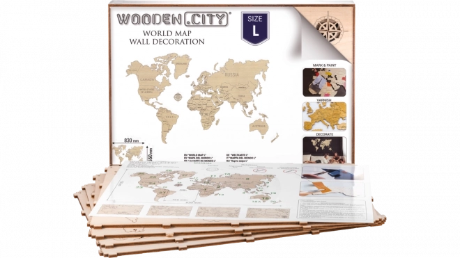 Fa világ térképe WOODEN CITY nagy