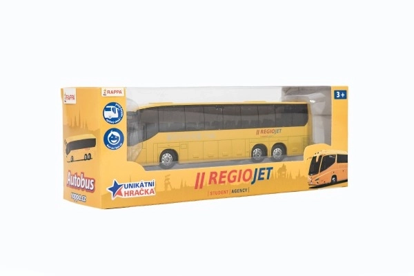 Sárga RegioJet fém busz modell