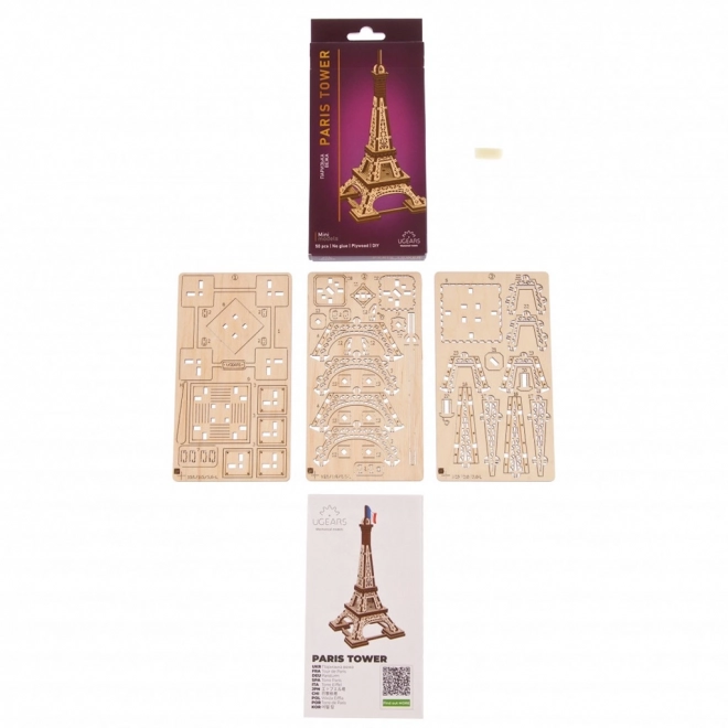 Ugears 3D Fa Mechanikus Puzzle Eiffel-torony