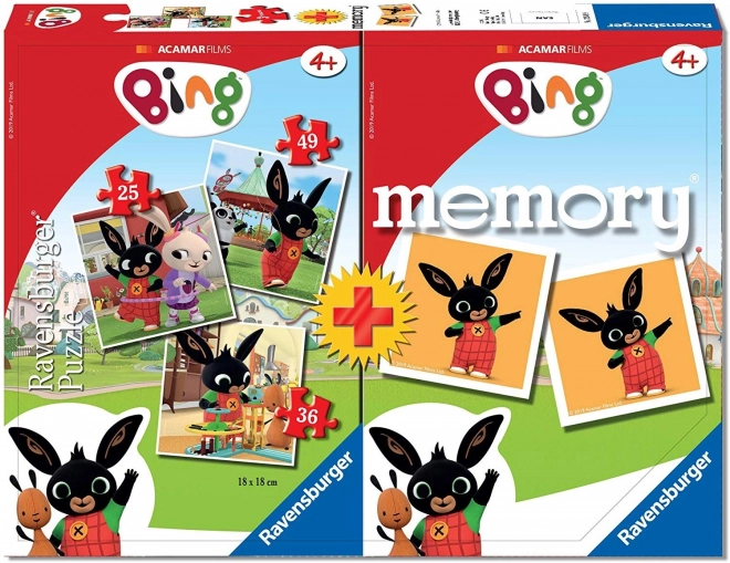 Ravensburger Bing puzzle 3 az 1-ben és memóriajáték