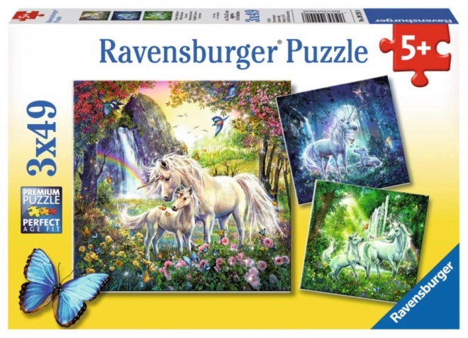 Gyönyörű Egyszarvúak Puzzle - 3x49 Darab - Ravensburger