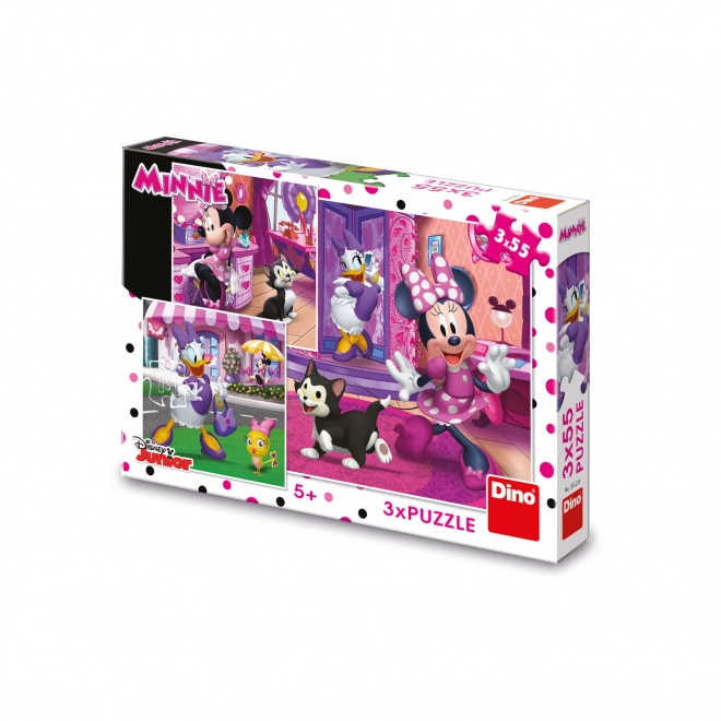 Minnie egér 3x55 darabos puzzle szett