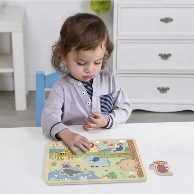 Tooky Toy Fa Interaktív Állatos Puzzle
