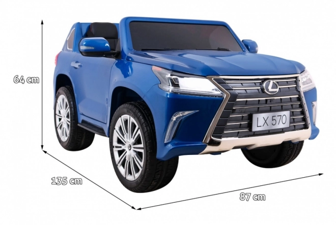 Lexus LX570 Kézzel festett autó gyerekeknek 2 fő részére - Kék + távirányító + EVA kerekek + rádió LED MP3-mal