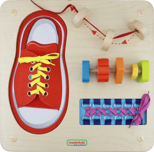 Fa Montessori fűzős és cipőfűző-gyakorló tábla MASTERKIDZ