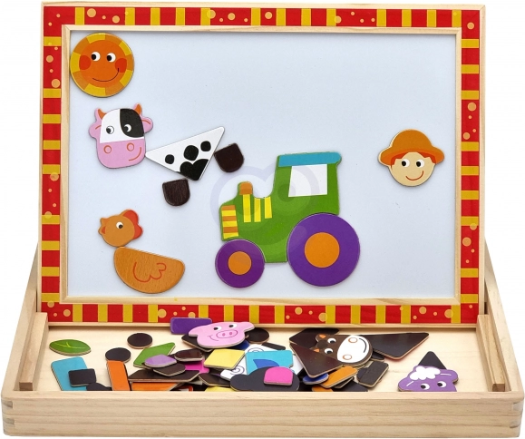 Tooky Toy Farmák kétoldalas fa tábla mágneses kirakókkal