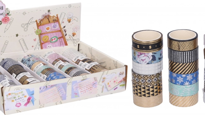 Dekoratív washi szalag 1,5 cm × 3 m – különböző minták