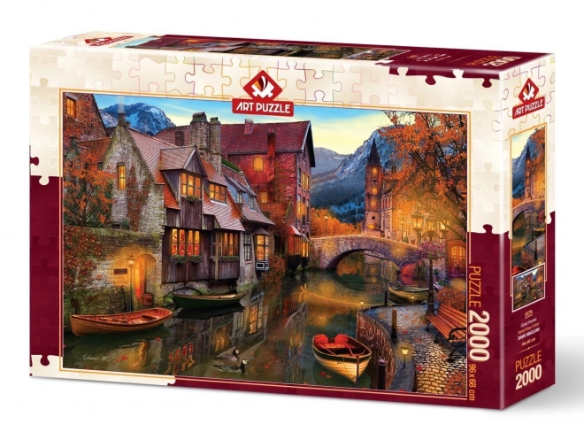 Vízi csatorna melletti házak puzzle 2000 darabos