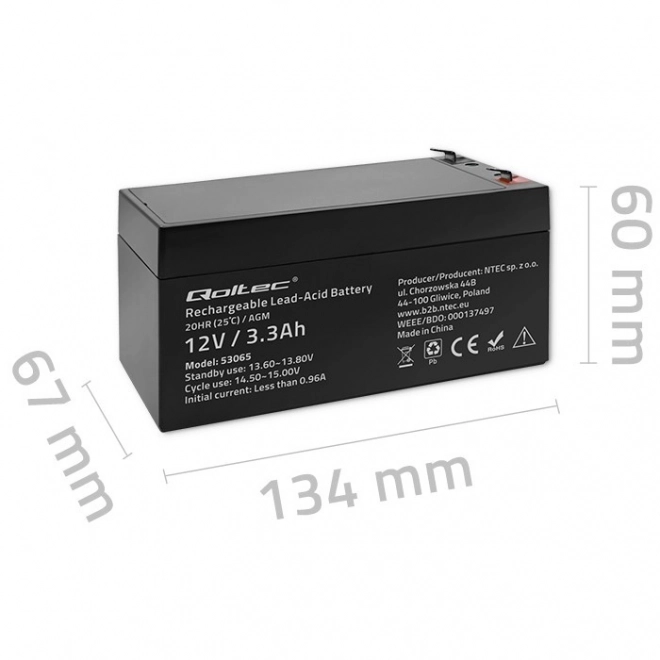 AGM 12V 3.3Ah akkumulátor