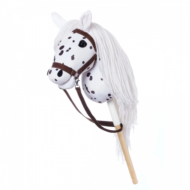 Hobby Horse HOPPIHORSE Sport Edition kollekció fehér leopárd színű lovacska rúdra szerelve