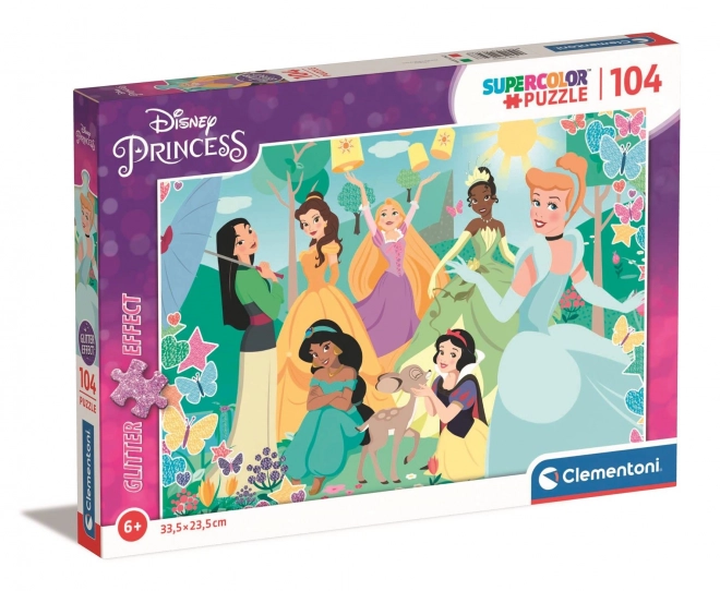 Clementoni Disney hercegnők a kertben csillogó puzzle - 104 darab