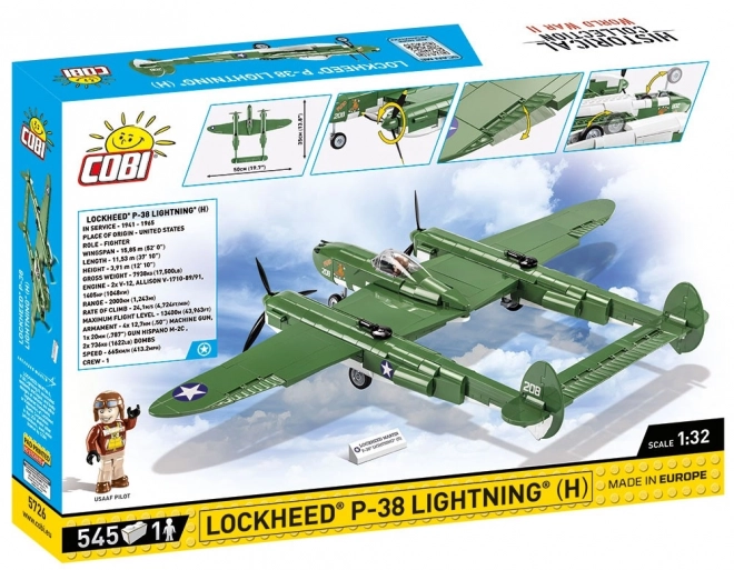 II. világháborús Lockheed P-38H Lightning modell építőjáték