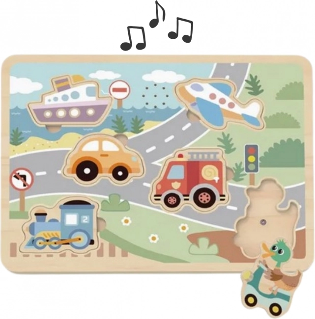 Tooky Toy fa interaktív puzzle járművek