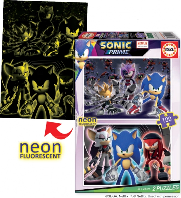 Sonic Prime világító puzzle 2x100 darabos készlet