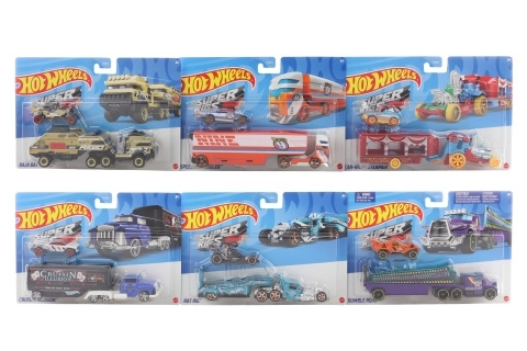 Hot Wheels szállító kamion és autó játék készlet