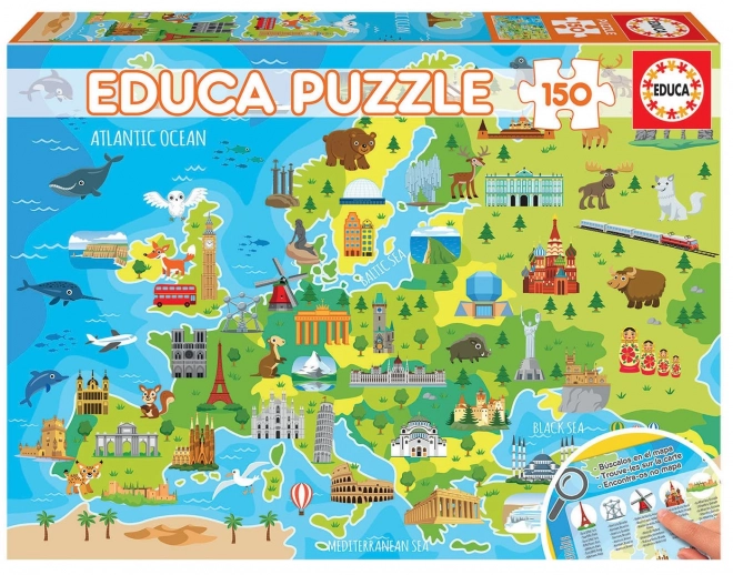 Európa térképes puzzle 150 darabos