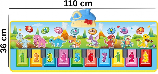 Zenei alátét Dinusie XXL 2 az 1-ben zongorával és 8 dallammal 110 cm
