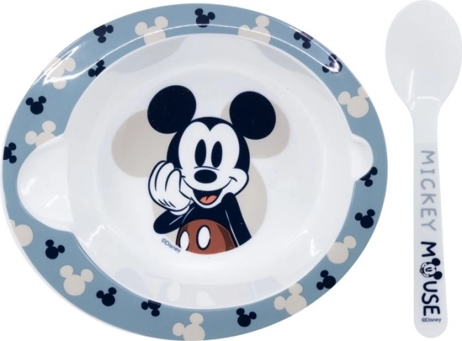 Miska és kanál Mickey Mouse mintával