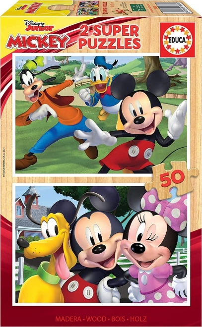Mickey egér és barátai 2x50 darabos fa puzzle