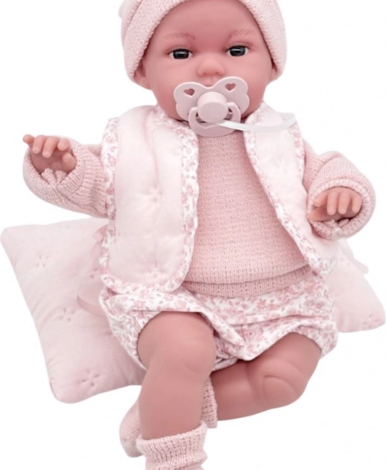 realisztikus baba újszülött mozgó funkcióval és puha textil testtel 34 cm