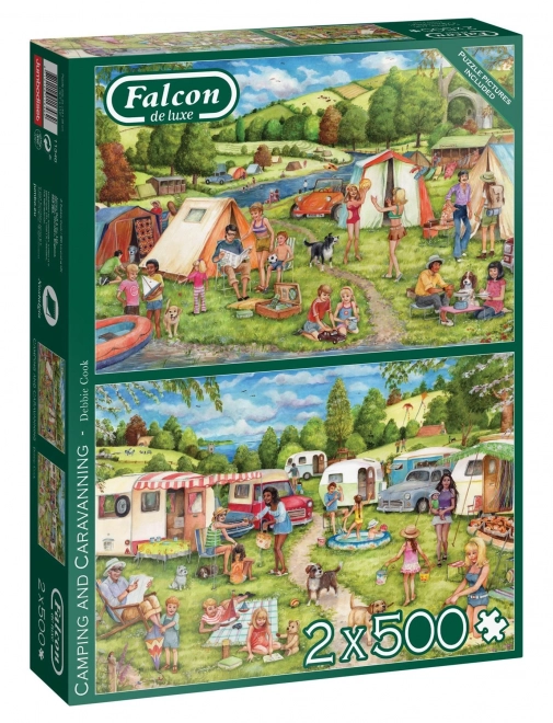 Falcon táborozás és kempingezés puzzle 2x500 db