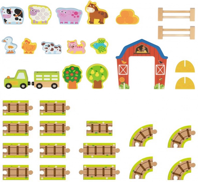 Tooky Toy Fából készült farm bőröndben