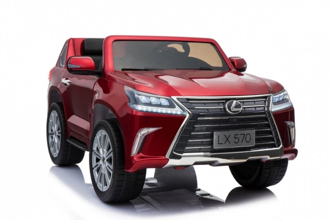 Lexus LX570 lakkozott autó 2 gyermek részére Piros + távirányító + EVA kerekek + MP3 LED rádió