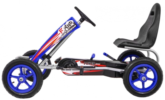 Gokart Full Ahead AIR pedálokkal gyerekeknek 3+ Kék + Ülésállítás + Felfújható kerekek + Kézifék