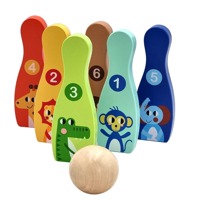 Tooky Toy állatos fa tekék gyerekeknek