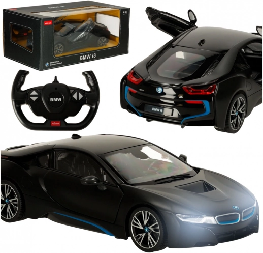 Rastar 71010 BMW i8 távirányítós autó 1:14 nyitható ajtók fekete