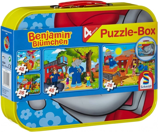 Benjamin elefánt 4 az 1-ben puzzle készlet fémdobozban