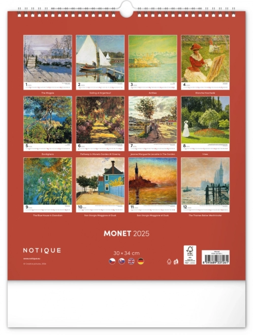 Claude Monet 2025 fali naptár