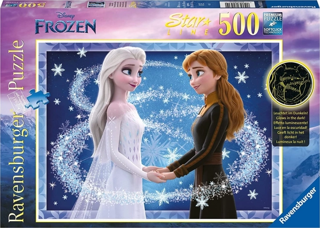 Ravensburger világító puzzle Jégvarázs: Anna és Elsa nővérek 500 darab