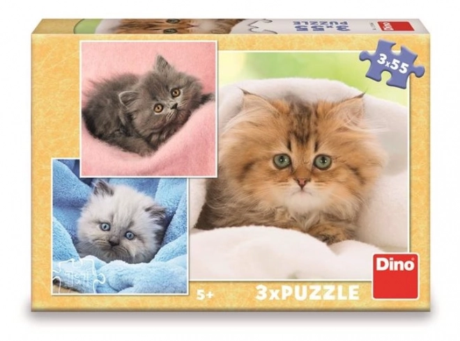 Cuki Kiscicák Puzzle 3x55 darabos