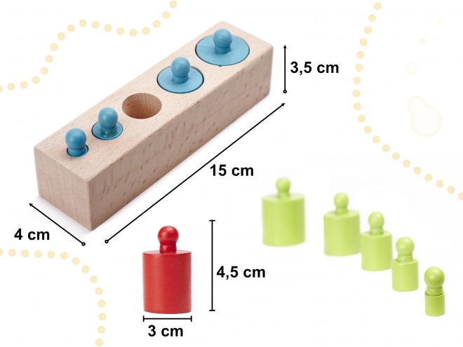 Montessori színes fa hengerek