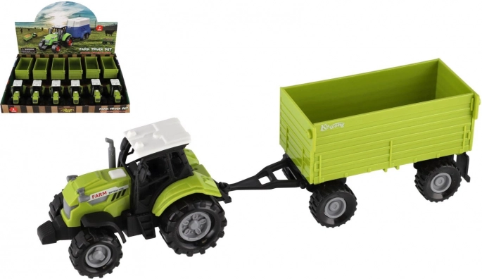 Műanyag traktor pótkocsival, 26 cm, fénnyel és hanggal